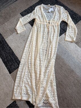 Isla Bonita Maxi Cover-Up Dress in Cream- L/XL